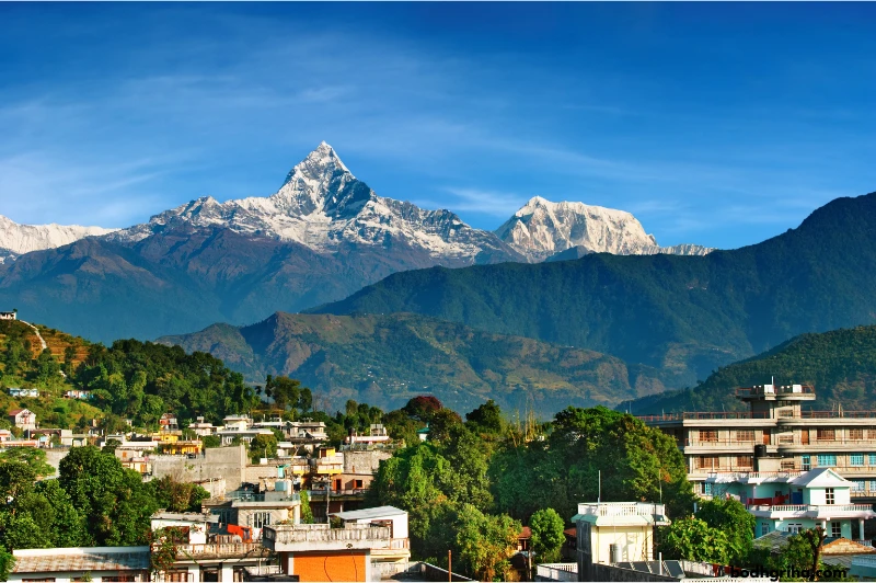 mountains in the distance with houses and houses in the